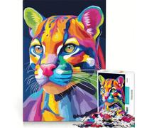 Rompecabezas de 1000 Piezas para Adolescentes: Retrato de un Puma Colorido, decoración de Pared, Ideal para Pasar el Tiempo en casa Durante Las Vacaciones, y para Fortalecer el Amor Entre Parejas