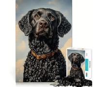 Rompecabezas de 1000 Piezas para Adolescentes Retrato de un Retriever Negro de Pelo Rizado,Arte de Bordes precisos,Juego de lógica,diversión Tranquila,Regalo artístico de Navidad 38x26cm