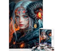 Rompecabezas de 1000 Piezas para Adolescentes Retrato de una Chica Demonio fantástica Juego práctico de Corte de precisión Juguetes antiestrés Que mejoran el Amor Entre Parejas (50x75cm)