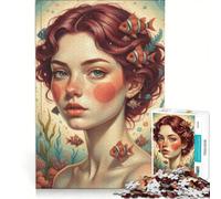 Rompecabezas de 1000 Piezas para Adolescentes Retrato de una Mujer con un pez Payaso en el Pelo Juguete Educativo Ideal para la diversión Familiar y como decoración de Escritorio 50x75cm