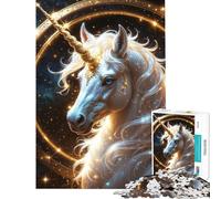 Rompecabezas de 1000 Piezas para Adolescentes Retrato de Unicornio Celestial Diversión en casa decoración del hogar Juguetes antiestrés para Mayores de 14 años (50x75cm)