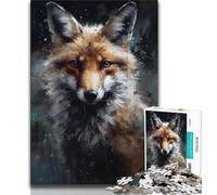 Rompecabezas de 1000 Piezas para Adolescentes Retrato de Zorro al óleo Rompecabezas para Adultos Juego desafiante Regalo Ideal para Toda la Familia 75x50cm