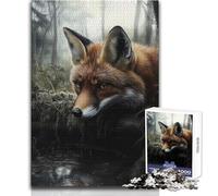 Rompecabezas de 1000 Piezas para Adolescentes, Retrato de Zorro en un Bosque brumoso, Tranquilo, Divertido, para el Tiempo Libre, Ajustado, sin Costuras, Juguete de precisión, tamaño 50x75cm