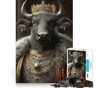 Rompecabezas de 1000 Piezas para Adolescentes Retrato del Rey Toro,Juego de Ajuste, desafío Mental,Juguete,Momento de diversión Tranquila,Escena navideña,Arte (38x26cm)