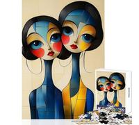 Rompecabezas de 1000 Piezas para Adolescentes Retrato estilizado de Dos Mujeres Juguete Educativo Regalo para Mujeres y Hombres Juego Educativo difícil de completar tamaño 38x26cm