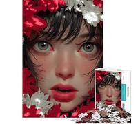 Rompecabezas de 1000 Piezas para Adolescentes Retrato Floral de una Mujer rodeada de Flores Rompecabezas para Adultos Juegos relajantes desafío difícil cumpleaños y Navidad (50x75cm)