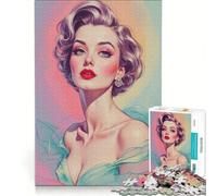 Rompecabezas de 1000 Piezas para Adolescentes: Retrato glamuroso de una Rubia Pin-up, Juegos relajantes, Carrera de Velocidad de Manos, Ideal para cumpleaños y Navidad 38x26cm