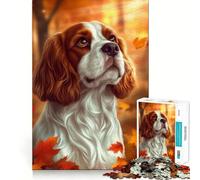 Rompecabezas de 1000 Piezas para Adolescentes Retrato otoñal de Cavalier King Charles Spaniel Juego de Ajuste Actividad para el Cerebro Tiempo de Juego Relajante Actividad de cumpleaños
