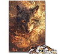 Rompecabezas de 1000 Piezas para Adolescentes, Retratos de Lobos de fantasía, Juegos educativos, decoración del hogar, (75x50cm)