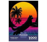 Rompecabezas De 1000 Piezas para Adolescentes Retro Cat Synthwave Rompecabezas para Adultos Juegos Familiares Difícil Difícil Cumpleaños Y Navidad 70x50cm/1000pcs