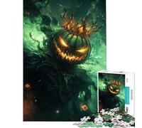 Rompecabezas de 1000 Piezas para Adolescentes Rey Calabaza con Corona en Niebla Verde Divertidas Actividades en casa Juego práctico para aliviar el estrés Apto para Mayores de 14 años (38x26cm)