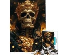 Rompecabezas de 1000 Piezas para Adolescentes Rey Esqueleto de Oro Rompecabezas antiestrés Regalo de cumpleaños para Amigos y Familiares (tamaño 38x26cm)