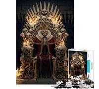 Rompecabezas de 1000 Piezas para Adolescentes Rey Esqueleto en Trono de Huesos Desafío de Inteligencia Cerebral Juguetes adictivos Juegos educativos Mejora la Memoria Regalo de cumpleaños (38x52cm)