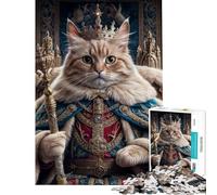 Rompecabezas de 1000 Piezas para Adolescentes Rey Gato con Atuendo Real Ideal para cumpleaños y Navidad Una Obra de Arte Juego Familiar Apto para Mayores de 14 años (50x75cm)