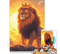Rompecabezas de 1000 Piezas para Adolescentes Rey León al Atardecer, Juegos Familiares, Corte de precisión, cumpleaños y Navidad 38x26cm