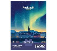 Rompecabezas De 1000 Piezas para Adolescentes Reykjavik Aurora Borealis Rompecabezas Juegos Relajantes Análisis Y Lógica Reducción del Estrés Regalos 70x50cm/1000pcs