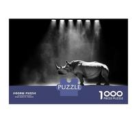 Rompecabezas De 1000 Piezas para Adolescentes Rhino in Spotlight Rompecabezas para Adultos Juegos Familiares Difícil Difícil Cumpleaños Y Navidad 38x26cm/1000pcs
