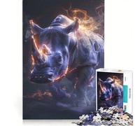 Rompecabezas de 1000 Piezas para Adolescentes Rinoceronte Brillante Juegos Divertidos para Entrenar la Mente y Las Manos Un desafío único 50x75cm