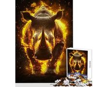 Rompecabezas de 1000 Piezas para Adolescentes Rinoceronte de Fuego Juegos relajantes Mejora la Memoria Juguetes de decoración para el hogar Entrena tu Cerebro y Tus Manos (75x50cm)
