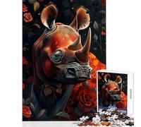 Rompecabezas de 1000 Piezas para Adolescentes Rinoceronte mi Divertido Amigo Juguetes de Bricolaje Grandes Regalos y Juguetes Juego práctico Actividades Divertidas en casa tamaño 50x75cm