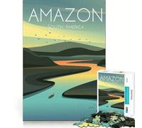 Rompecabezas de 1000 Piezas para Adolescentes Río Amazonas,Bordes Limpios,Juego de Pensamiento,Juego Lento,Actividad Divertida para Cumpleaños (50x75cm)