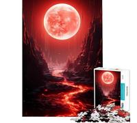 Rompecabezas de 1000 Piezas para Adolescentes Río de Lava bajo la Luna de Sangre Juegos relajantes Juguetes adictivos para Cultivar la Paciencia Ideas de Regalos educativos (Tamaño 50x75cm)