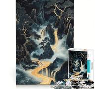 Rompecabezas de 1000 Piezas para Adolescentes Río Dorado a través de Las Montañas, Juegos relajantes, desafío difícil, colección de Artistas, Bellas Artes 50x75cm
