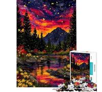 Rompecabezas de 1000 Piezas para Adolescentes Río en el Bosque Encantado al Atardecer Rompecabezas para Adultos Juegos relajantes Que mejoran la Memoria Ideal para cumpleaños y Navidad (38x52cm)