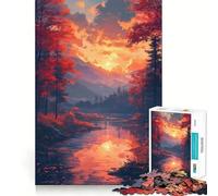 Rompecabezas de 1000 Piezas para Adolescentes Río Susurrante de Otoño,Corte Suave,Juego de Lógica,Tiempo de Juego Relajante,Regalo de Cumpleaños para Aficionados (38x52cm)