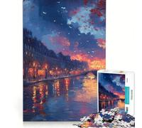 Rompecabezas de 1000 Piezas para Adolescentes Río y Vida Nocturna Juegos educativos interacción Entre Padres e Hijos 38x52cm