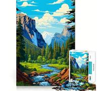 Rompecabezas de 1000 Piezas para Adolescentes, río Yosemite, Arte pixelado, Bordes limpios, Juego de ingenio, Juguete para Jugar sin Hacer Nada, Regalo de decoración navideña (38x26cm)