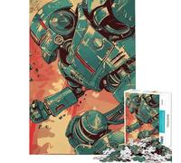 Rompecabezas de 1000 Piezas para Adolescentes Robot Azul Retro Corriendo Juguete antiestrés para completar decoración de Pared para Mayores de 14 años (38x26cm)