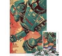 Rompecabezas de 1000 Piezas para Adolescentes Robot Azul Retro Juguete Educativo Regalo Divertido Juegos educativos con Piezas Completamente entrelazadas de Formas aleatorias tamaño 38x26cm