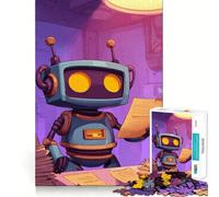 Rompecabezas de 1000 Piezas para Adolescentes Robot de Dibujos Animados con Papeles,Arte de Corte Fino,Entrenamiento de concentración,Juego Divertido para Momentos de Tranquilidad