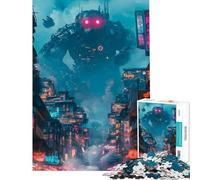 Rompecabezas de 1000 Piezas para Adolescentes Robot Gigante sobre la Ciudad Divertidas Actividades en casa Un desafío difícil Juego práctico Apto para Mayores de 14 años 50x75cm
