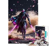 Rompecabezas de 1000 Piezas para Adolescentes Robot samurái Cyberpunk con Espadas de neón Juego práctico de análisis y lógica difícil y desafiante para Mayores de 14 años (38x26cm)