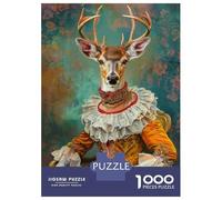 Rompecabezas De 1000 Piezas para Adolescentes Rococo Deer Portrait Rompecabezas para Adultos Juguete Decoración De Pared Desafío Difícil Desafiante De Completar 52x38cm/1000pcs