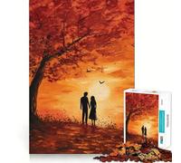 Rompecabezas de 1000 Piezas para Adolescentes Romance otoñal,Arte de Bordes precisos,Juguete de Entrenamiento Cerebral,Juego para Momentos acogedores,Exhibición de Arte navideño (38x26cm)