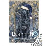 Rompecabezas De 1000 Piezas para Adolescentes Romantic Black Labrador Christmas Card Rompecabezas para Adultos Juguetes DIY para La Diversión Familiar para Cumpleaños, Navidad 52x38cm/1000pcs