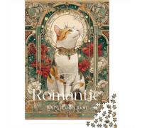 Rompecabezas De 1000 Piezas para Adolescentes Romantic Cat Art Print-9 Rompecabezas para Adultos Juegos De Relajación Decoración del Hogar Desafío Educativo 70x50cm/1000pcs