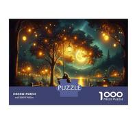 Rompecabezas De 1000 Piezas para Adolescentes Romantic Night by The Lake Rompecabezas para Adolescentes Juguetes Antiestrés Regalos para Mujeres Regalos para Reducir El Estrés 38x26cm/1000pcs