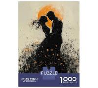 Rompecabezas De 1000 Piezas para Adolescentes Romantic Silhouette with Golden Glow and Wildflowers Rompecabezas para Adultos Juego Práctico Decoración del Hogar Cumpleaños Y Navida