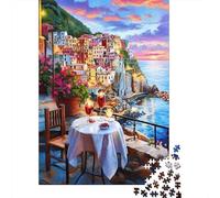 Rompecabezas De 1000 Piezas para Adolescentes Romantic Sunset Dinner by The Sea Rompecabezas para Adultos Juego De Ingenio Decoración Ayuda A Ejercitar El Cerebro 70x50cm/1000pcs