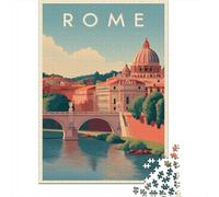 Rompecabezas De 1000 Piezas para Adolescentes Rome Cityscape Poster-1 Rompecabezas para Adultos Juguetes De Bricolaje Difícil Difícil Diversión En El Hogar Actividades, 52x38cm/1000pcs
