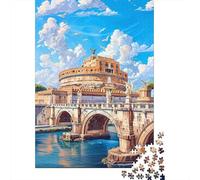 Rompecabezas De 1000 Piezas para Adolescentes Rome Cityscape with Bridge Rompecabezas para Adultos Juego Práctico Montaje De Patrones Diversión En Casa Actividades, 52x38cm/1000pcs