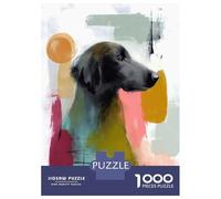 Rompecabezas De 1000 Piezas para Adolescentes Rompecabezas Abstract Flat-Coated Retriever Portrait Rompecabezas para Adultos Juego Práctico Una Obra De Arte para Cumpleaños, Navidad 52x38cm/1000pcs