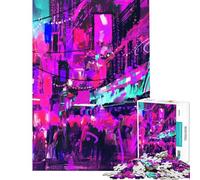 Rompecabezas de 1000 Piezas para Adolescentes Rompecabezas Abstracto de Ciudad neón Nocturna para Adultos Juguetes de Bricolaje Carrera de Velocidad Manual Oferta como Regalo para Toda la Familia