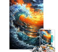Rompecabezas de 1000 Piezas para Adolescentes Rompecabezas Abstracto de Olas del océano para Adultos Juguete para decoración de Pared Juego difícil y desafiante Regalos (tamaño 50x75cm)
