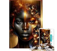 Rompecabezas de 1000 Piezas para Adolescentes Rompecabezas Abstracto Dorado con Retrato para Adultos Juego práctico difícil Ideal para Reducir el estrés (tamaño 38x26cm)