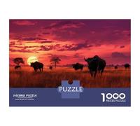 Rompecabezas De 1000 Piezas para Adolescentes Rompecabezas African Buffalo Sunset para Adolescentes Juegos Divertidos Una Obra De Arte para Cumpleaños, Navidad 38x26cm/1000pcs
